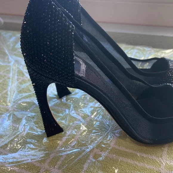 Christian Dior Black Diamante Beaded and Mesh Pump - Picture 3 of 5